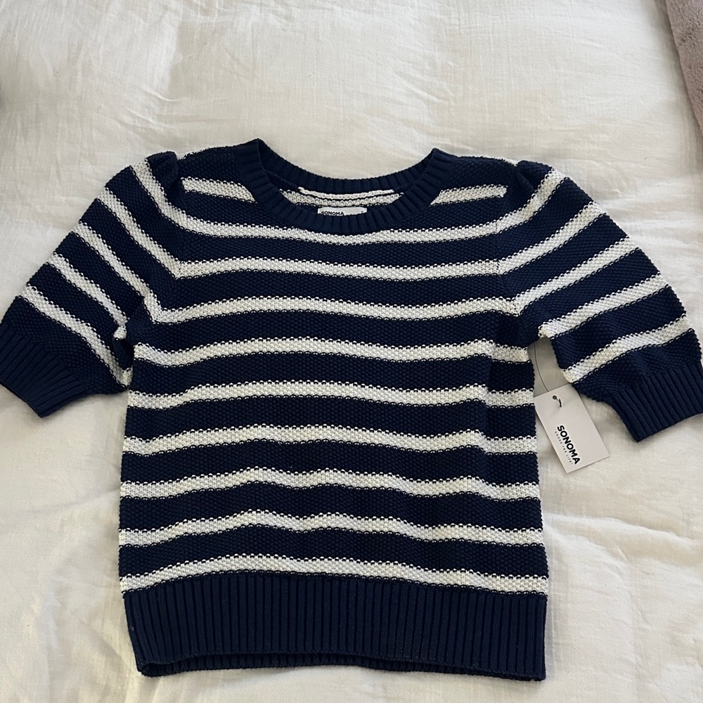 Sonoma Women's Sweater in Navy and White Stripes